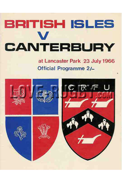 1966 Canterbury v British Isles  Rugby Programme